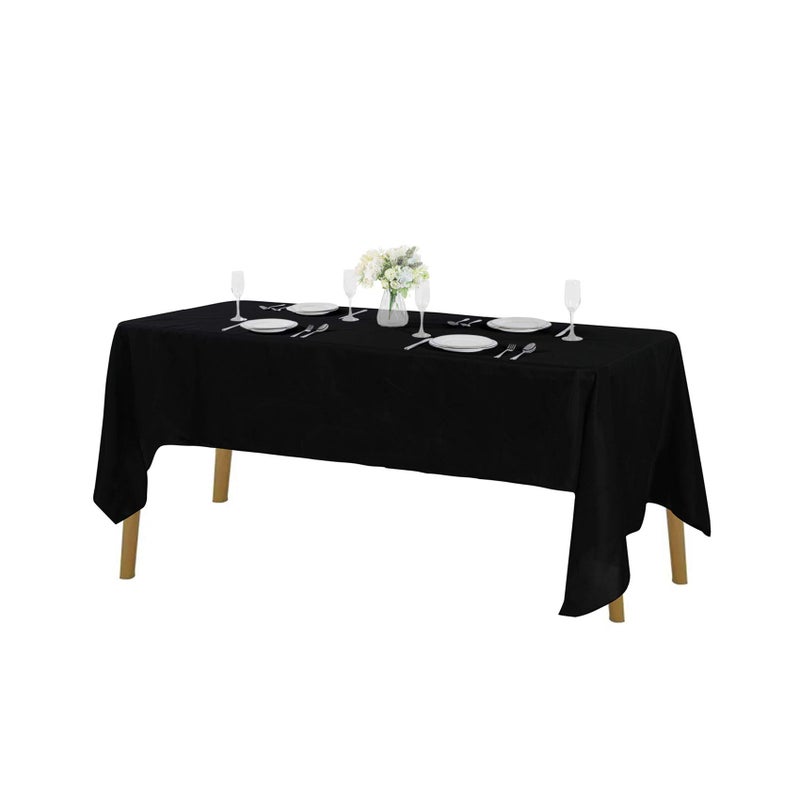 Cupuamon Rectangle Tablecloth 60x120 inch Washable Polyester Fabric Table Cloth for Wedding Party Dining Banquet Decorationï¼ˆ60x120, Blackï¼‰ - Image 1